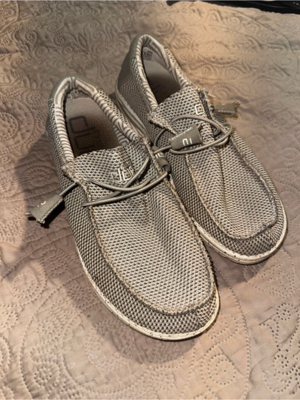 Bally Men’s Light Gray Mesh Slip-On Loafers